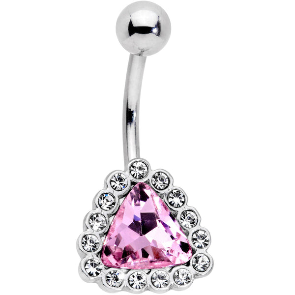 Clear Pink Gem Chunky Pyramid Star Belly Ring