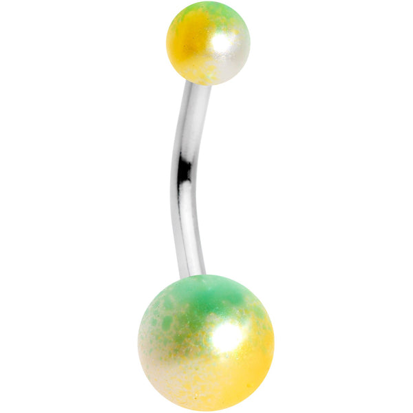 Yellow Green Pearlescent Acrylic Ball Belly Ring