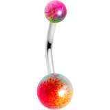 Orange Pink Pearlescent Acrylic Ball Belly Ring