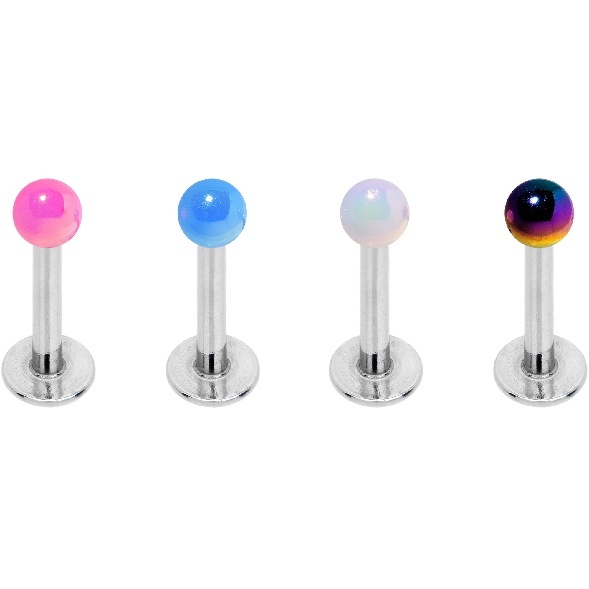 Multi Color Pearlescent Acrylic Ball Labret Monroe Tragus Set of 4