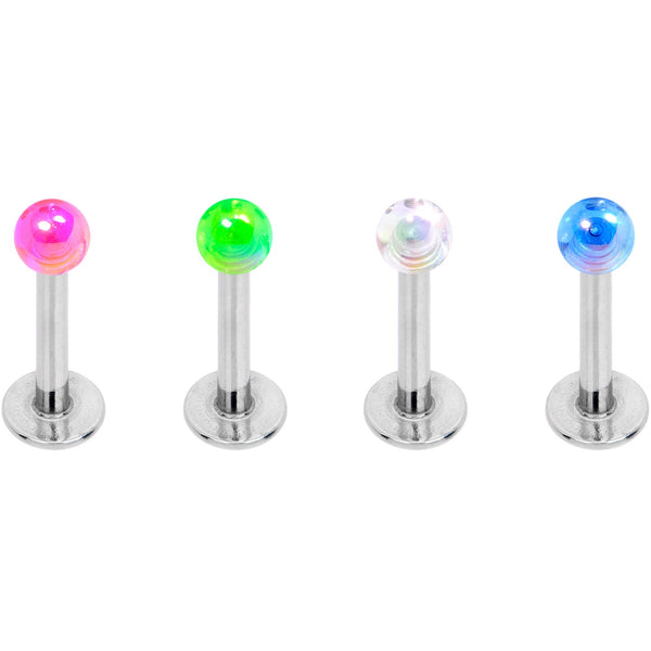 Multi Color Translucent Blast Ball Labret Monroe Set of 4