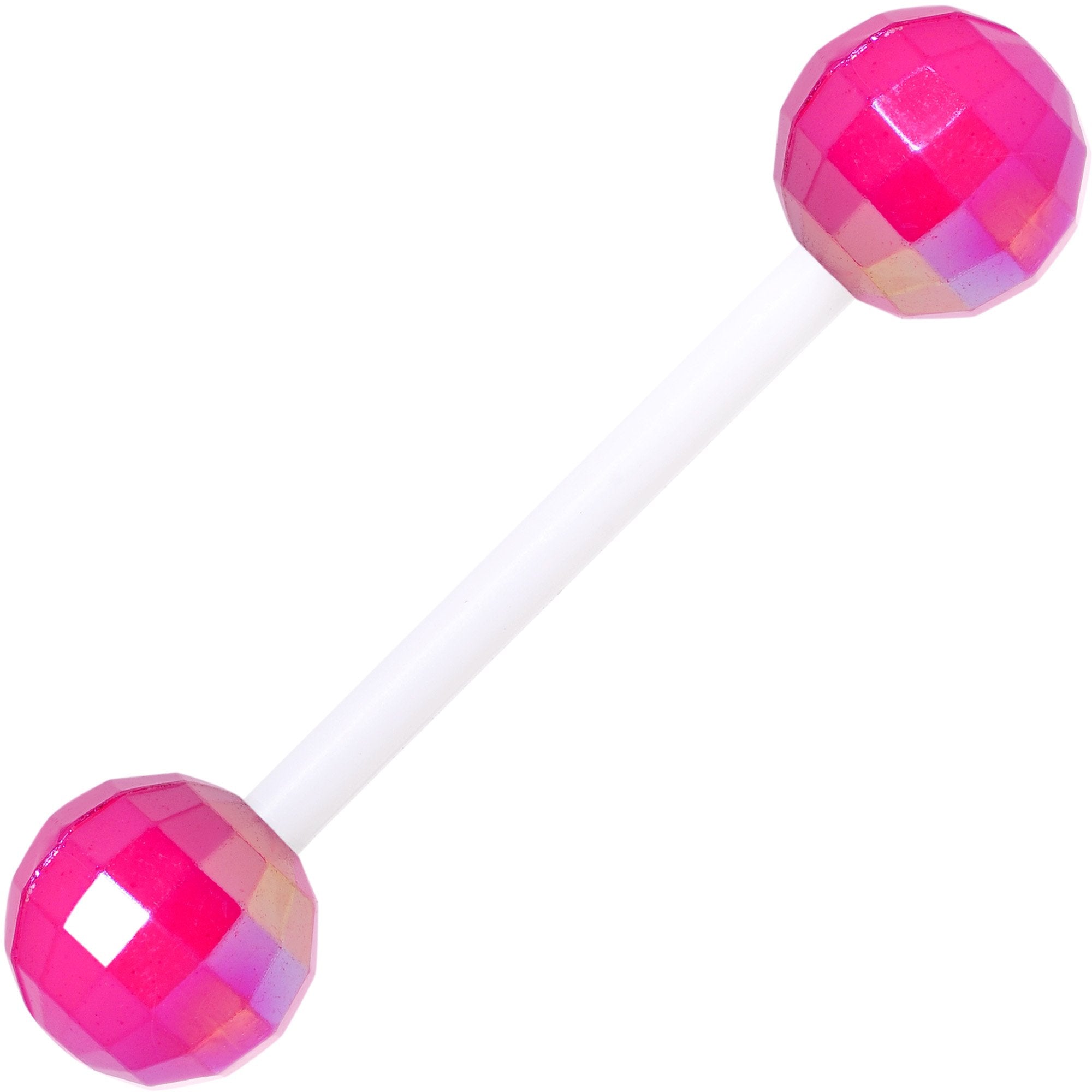 Pink Red Disco Ball Bioplast Barbell Tongue Ring Set of 4