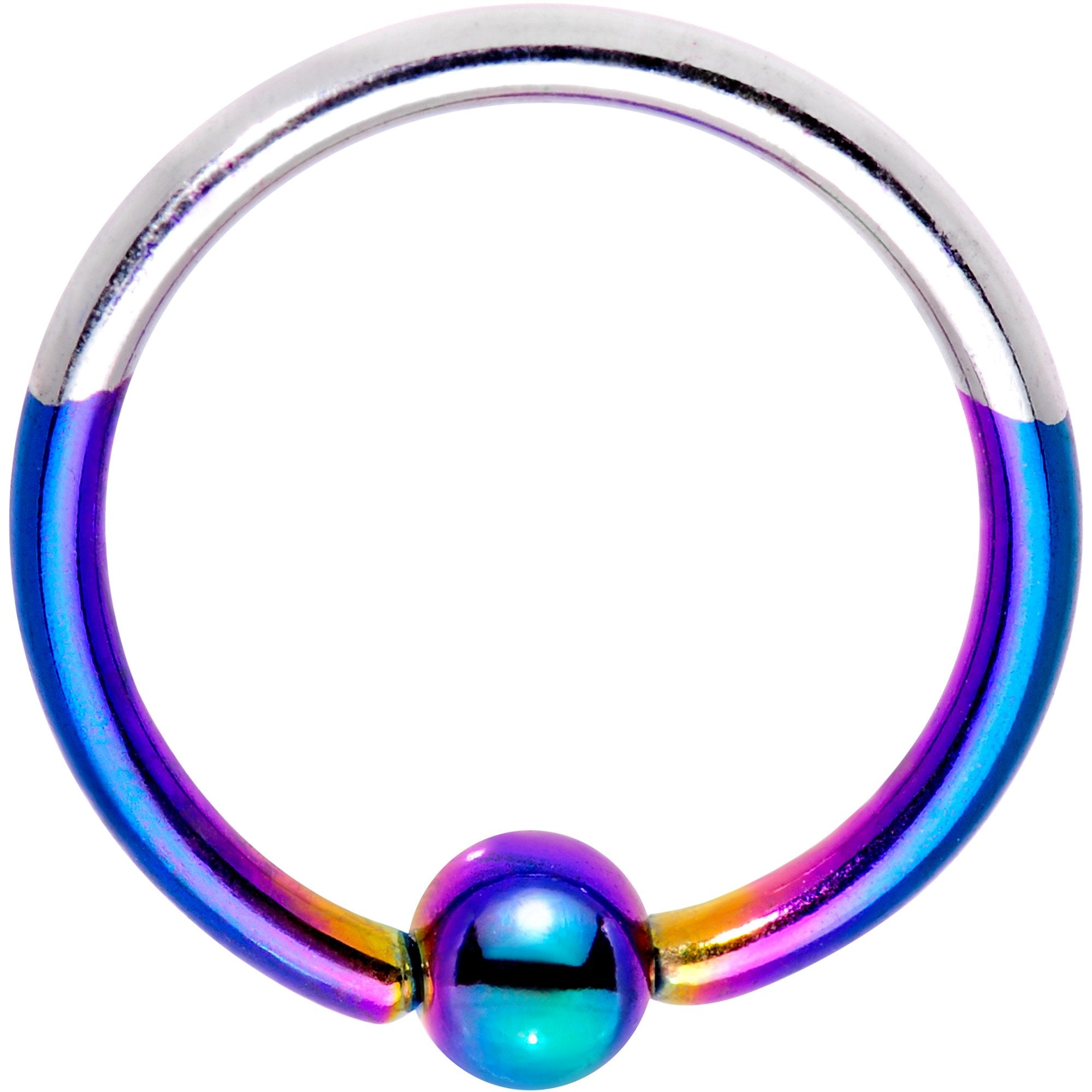 16G 3/8 Rainbow Tone Two Tone BCR Captive Ring