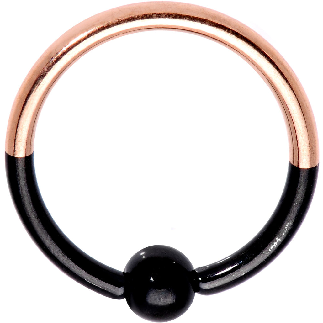 16 Gauge 3/8" Black and Rose Gold Tone Two Tone BCR Captive Ring