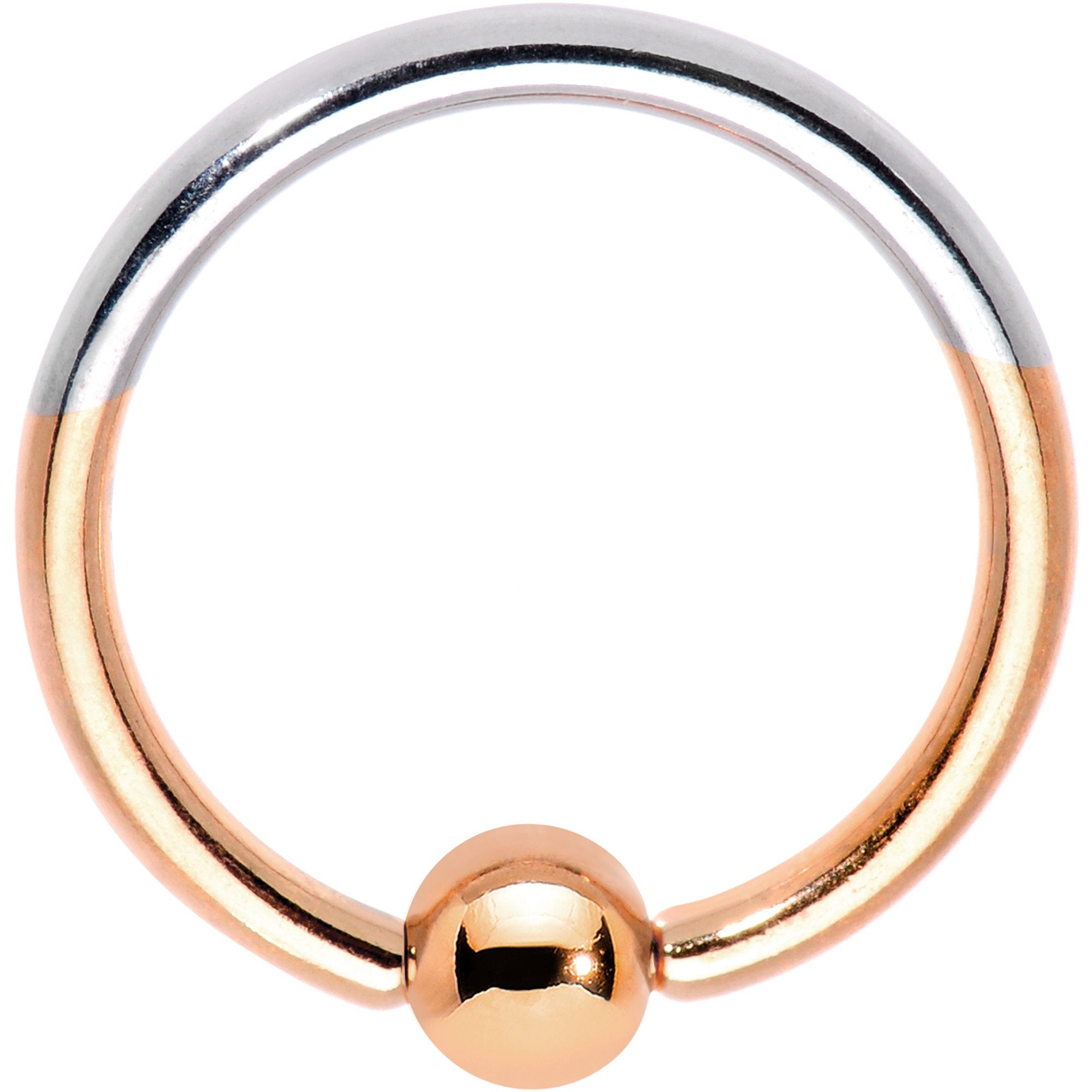 16 Gauge 3/8 Rose Gold Tone Two Tone BCR Captive Ring