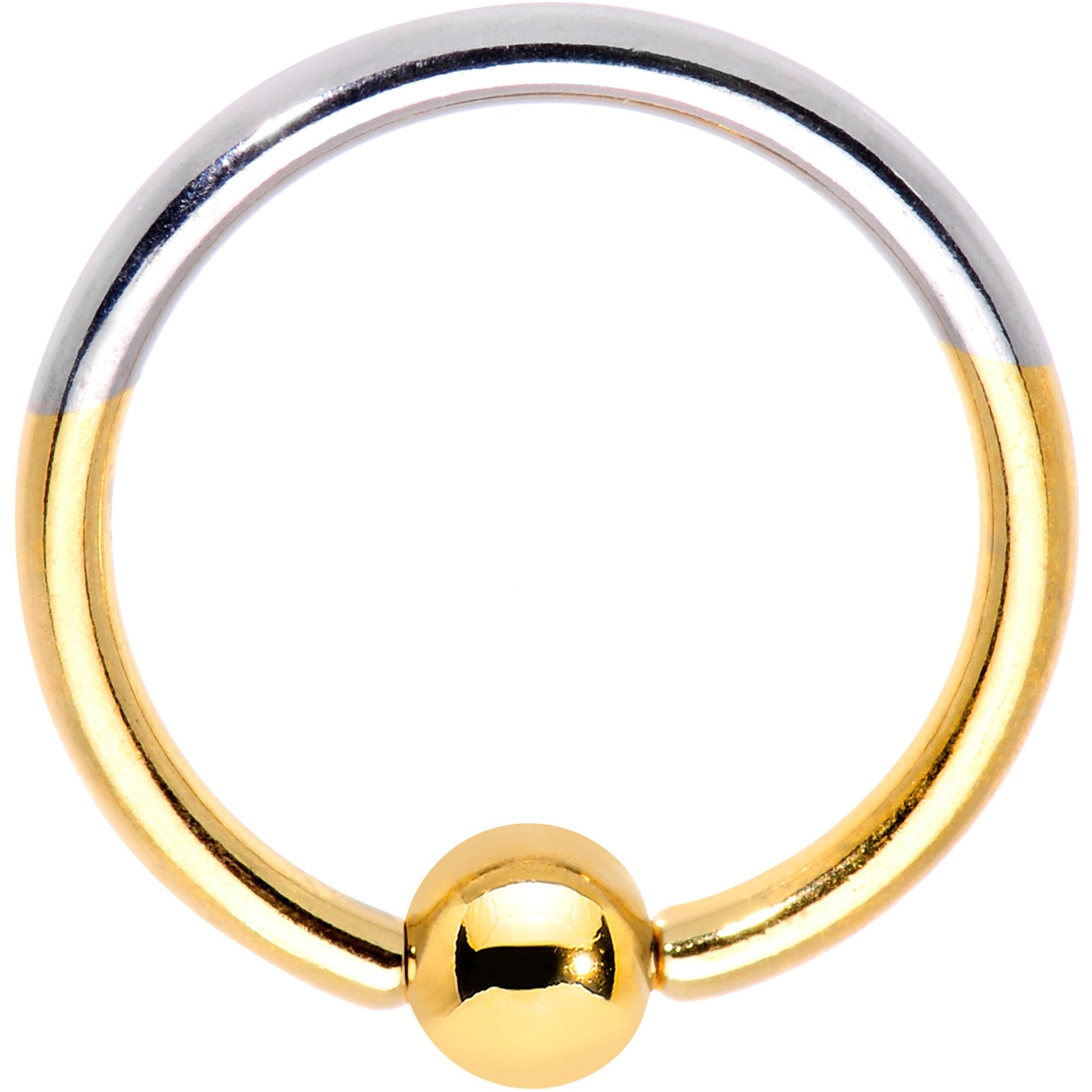 16 Gauge 3/8 Gold Tone Two Tone BCR Captive Ring