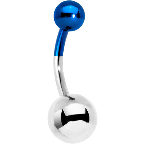 Blue and Steel Tone Two Tone Belly Ring