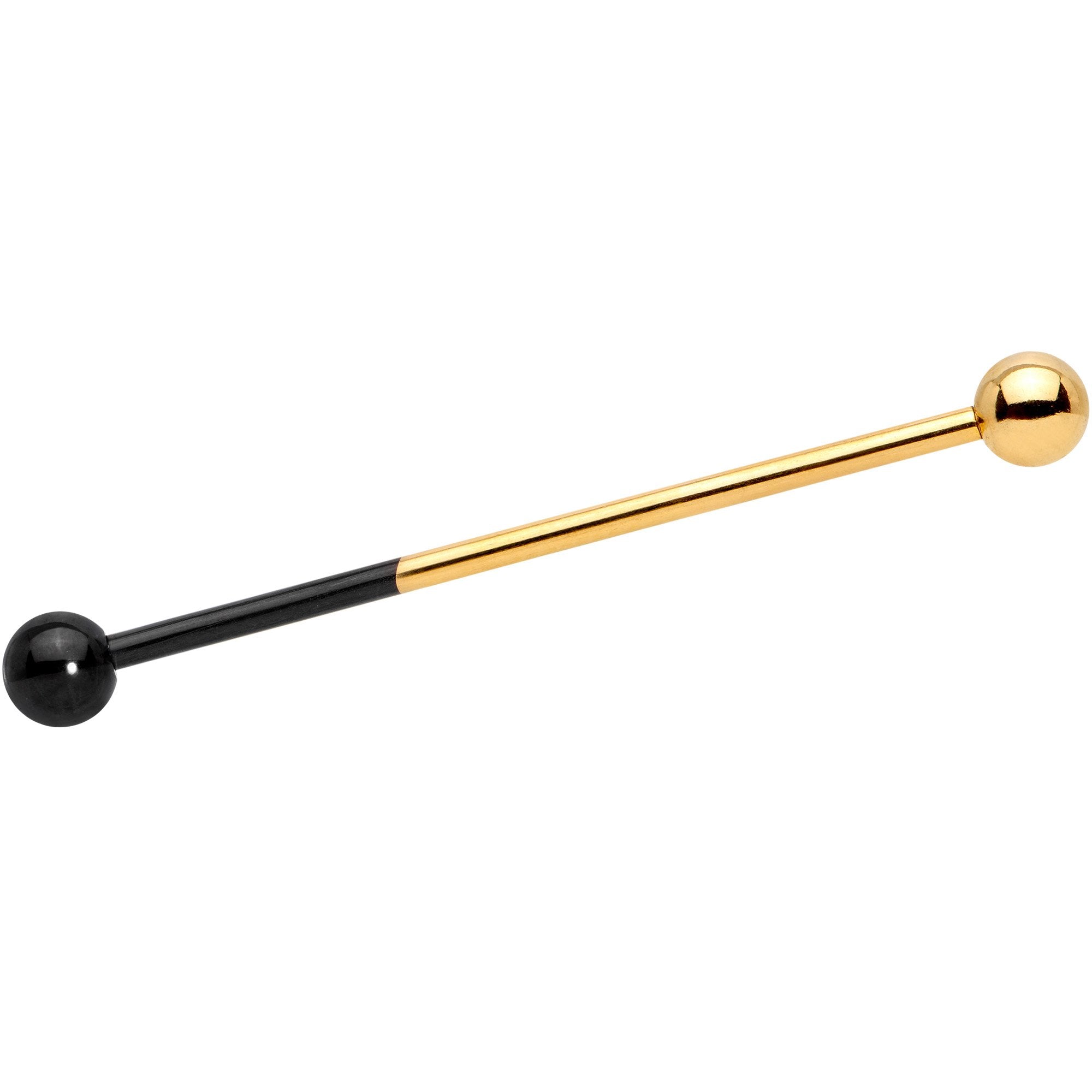 14 Gauge Black and Gold Tone Two Tone Industrial Barbell 38mm