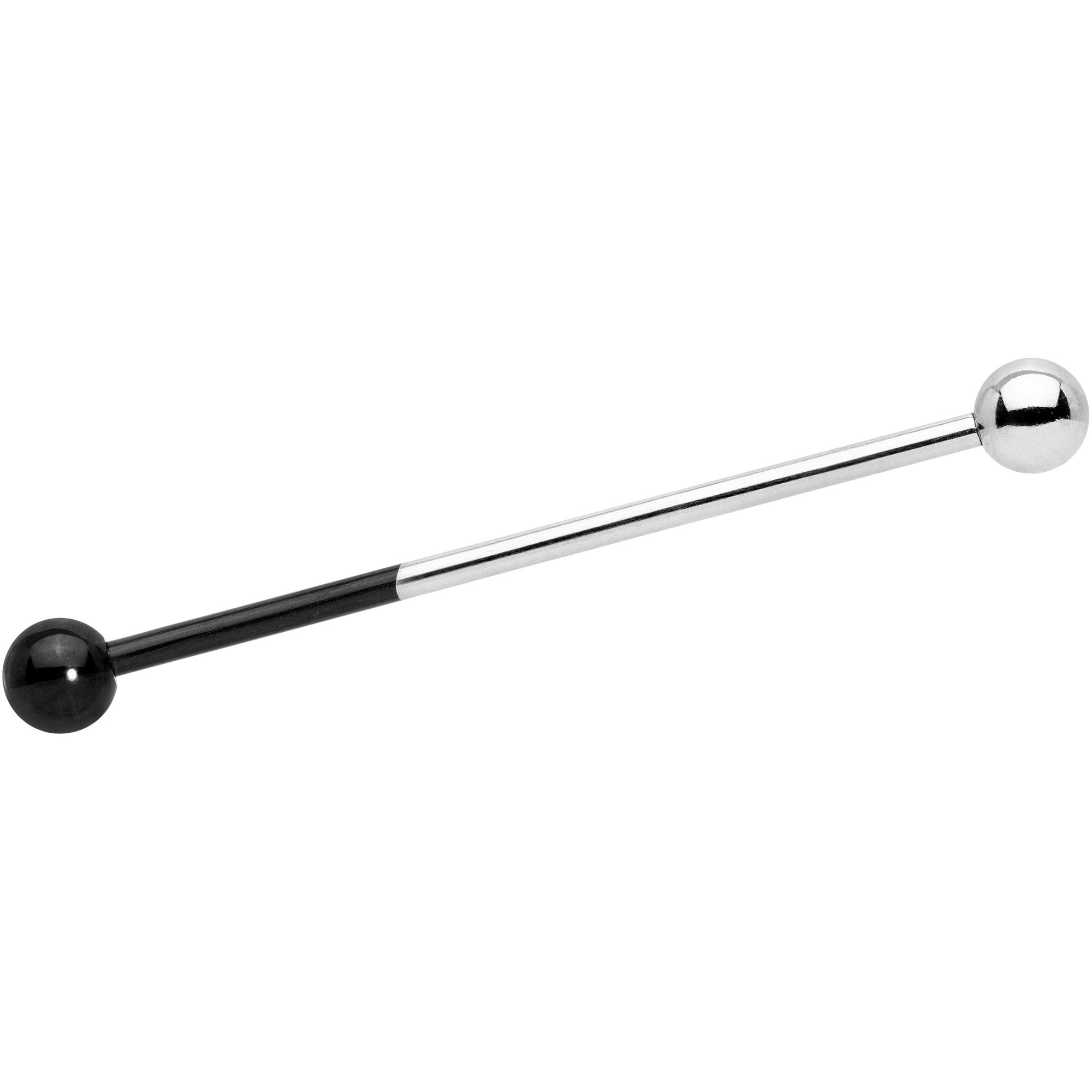 14 Gauge Black and Steel Tone Two Tone Industrial Barbell 38mm