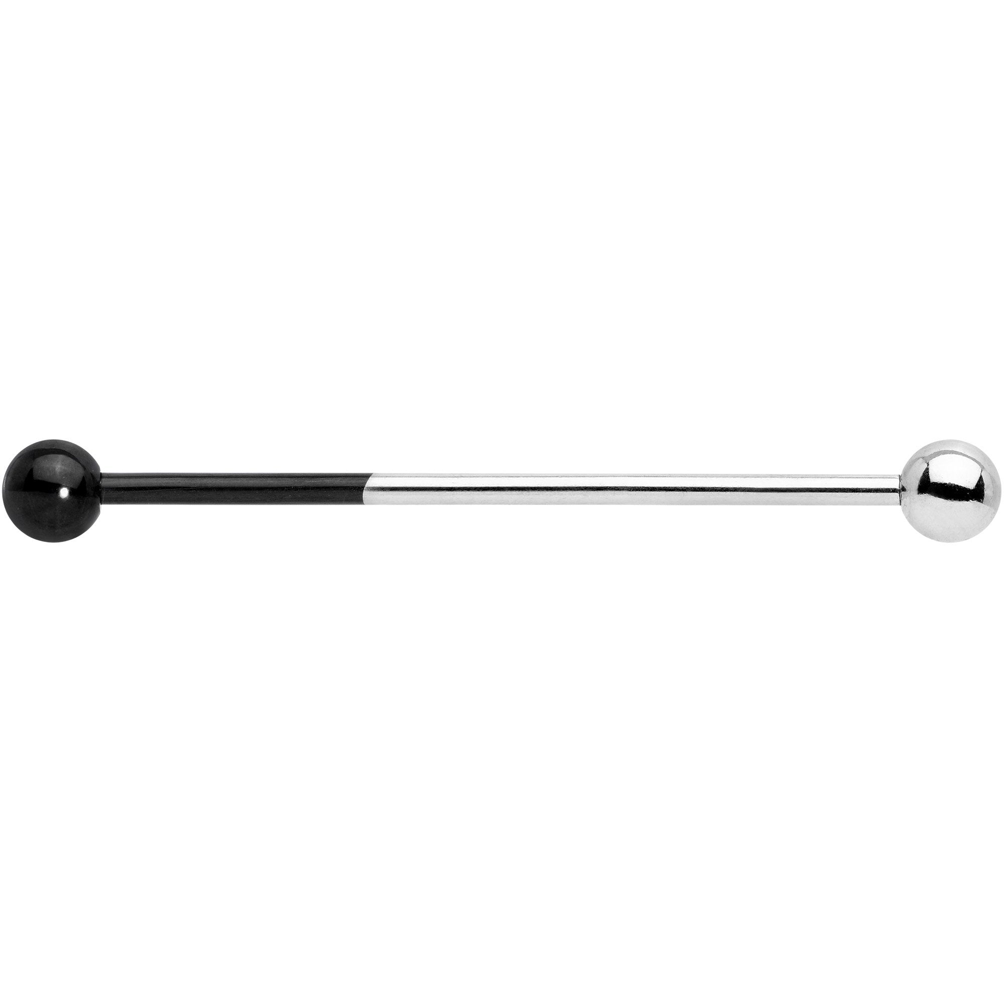 14 Gauge Black and Steel Tone Two Tone Industrial Barbell 38mm