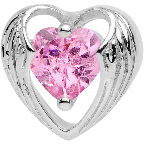 Pink CZ Gem Hugged Heart Cartilage Tragus Earring