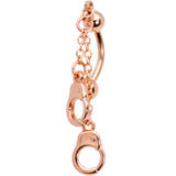 Rose Gold PVD Chained Handcuffs Reversible Dangle Belly Ring