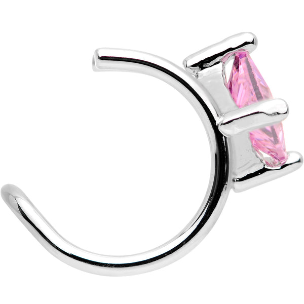 Pink CZ Gem Triangle Bling Non Pierced Ear Cuff