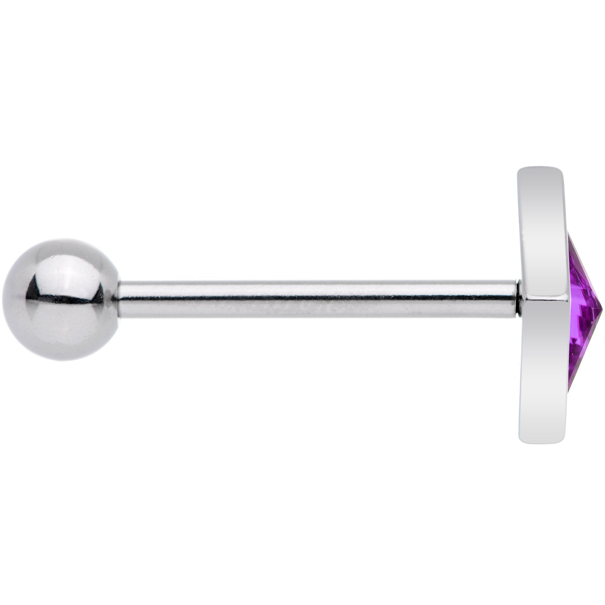 Purple Gem Rhombus Barbell Tongue Ring