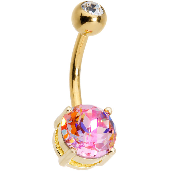 Blue Purple Pink Yellow Gem Gold Plated Belly Ring Set of 5