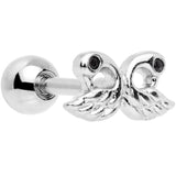 Ruffled Feather Dual Swans Cartilage Tragus Earring
