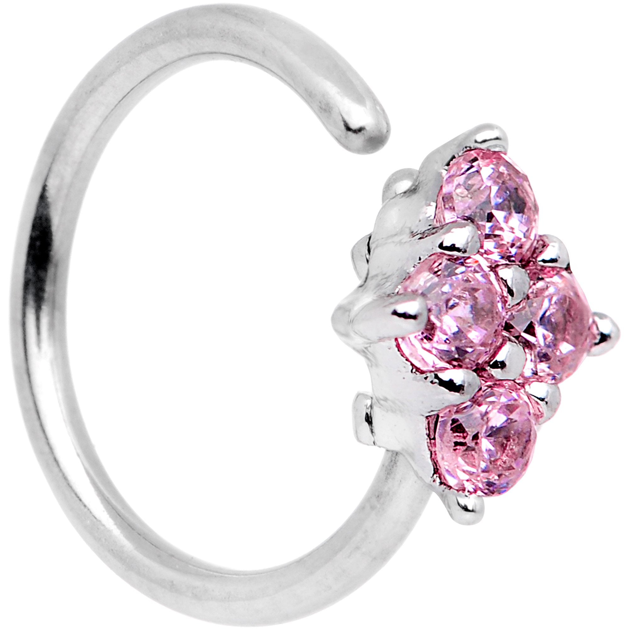 20G 5/16 Pink CZ Gem Cluster Seamless Circular Ring