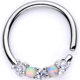 16 Gauge 5/16 White Synthetic Opal Blingy Seamless Circular Ring