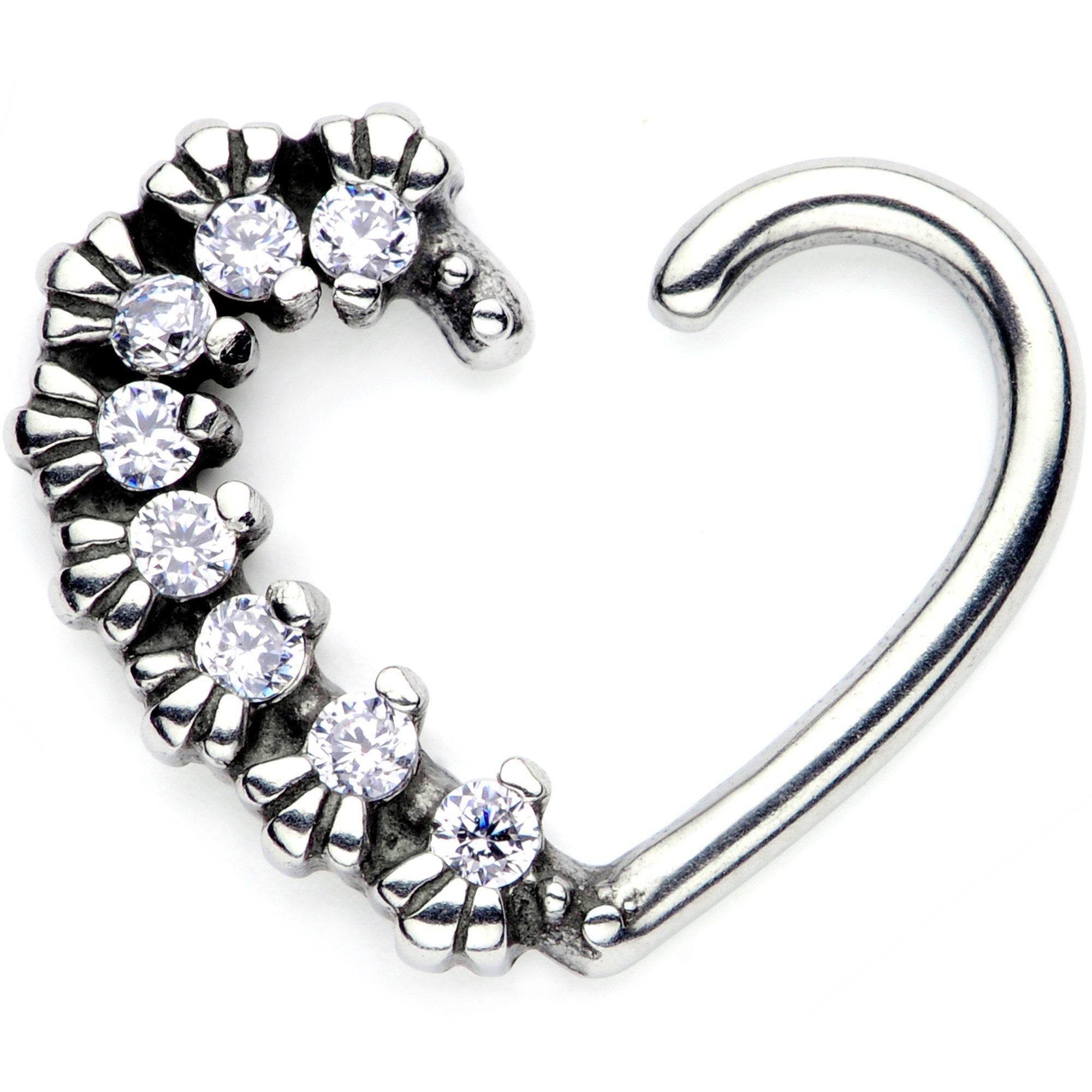 16G 3/8 Clear CZ Gem Octet Right Heart Closure Ring