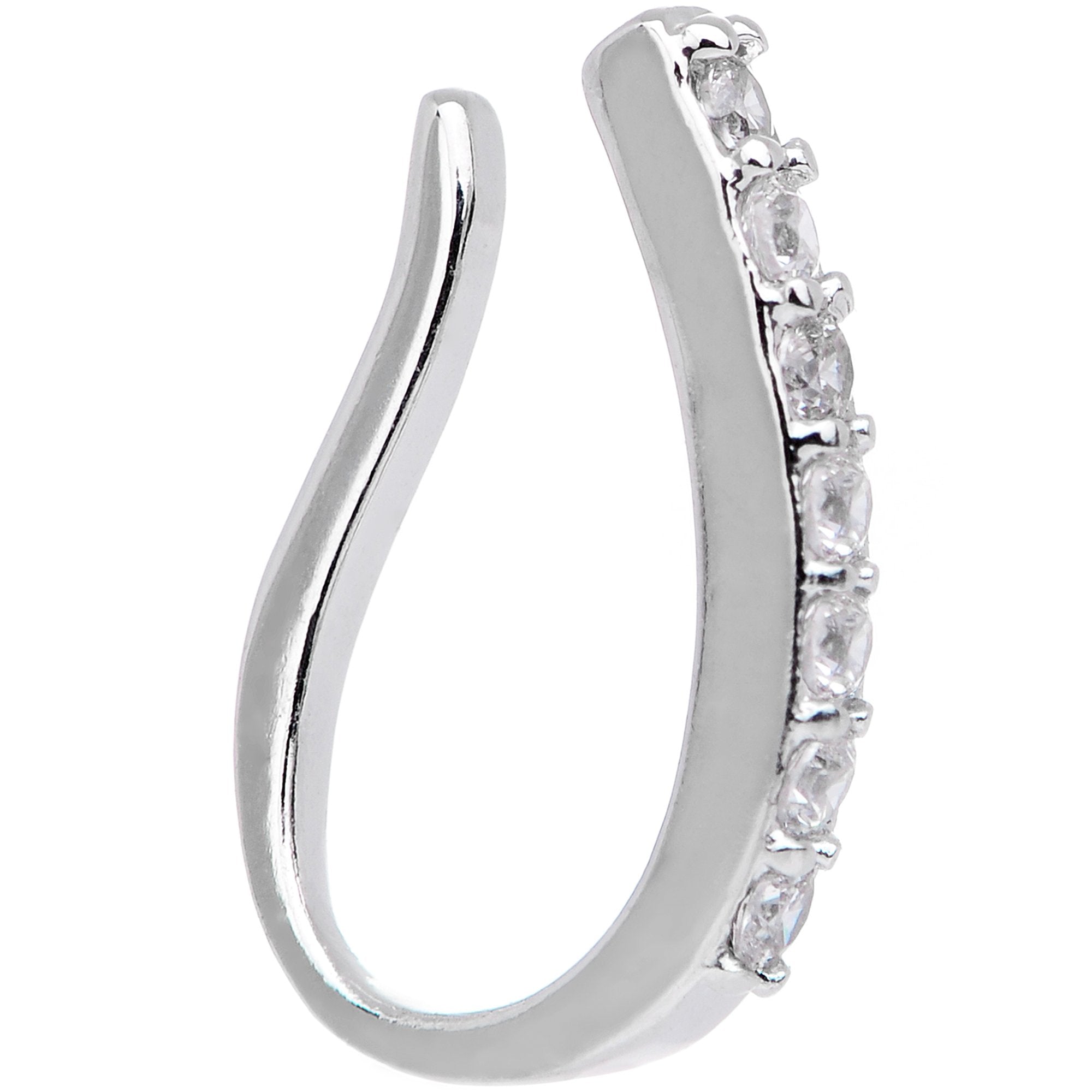 Clear CZ Gem Life of the Party Clip On Fake Nose Ring