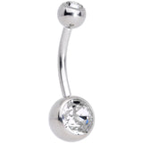 Clear Gray Gem Belly Ring Set of 2 Created with Crystals