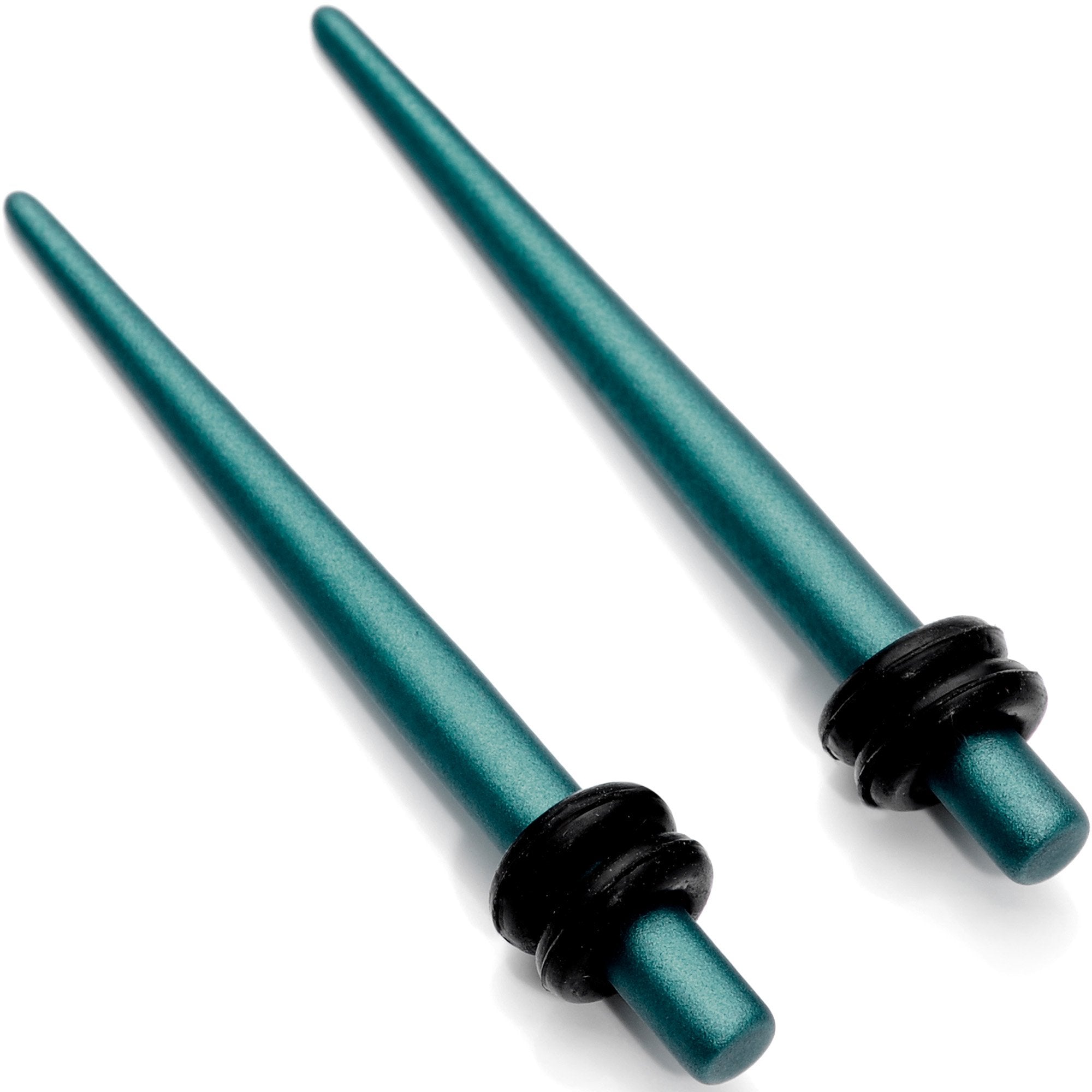8 Gauge Teal Matte Silicone over Stainless Steel Straight Taper Set