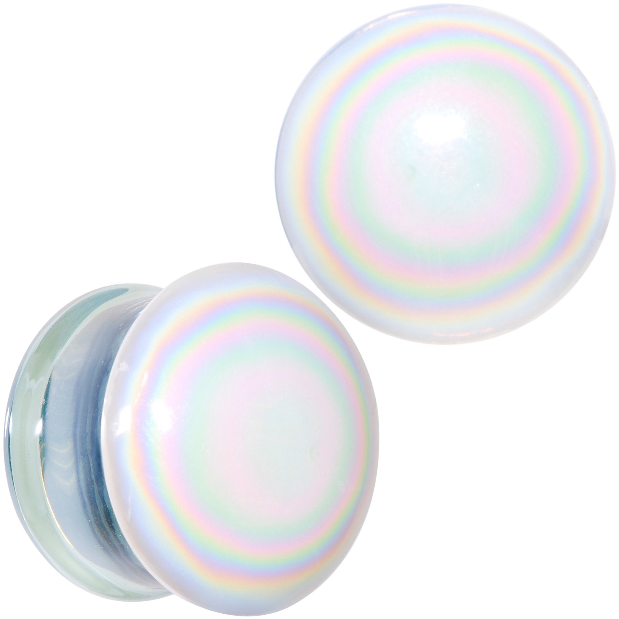 White Glass Radical Radiance Double Flare Plug Set 5mm to 19mm