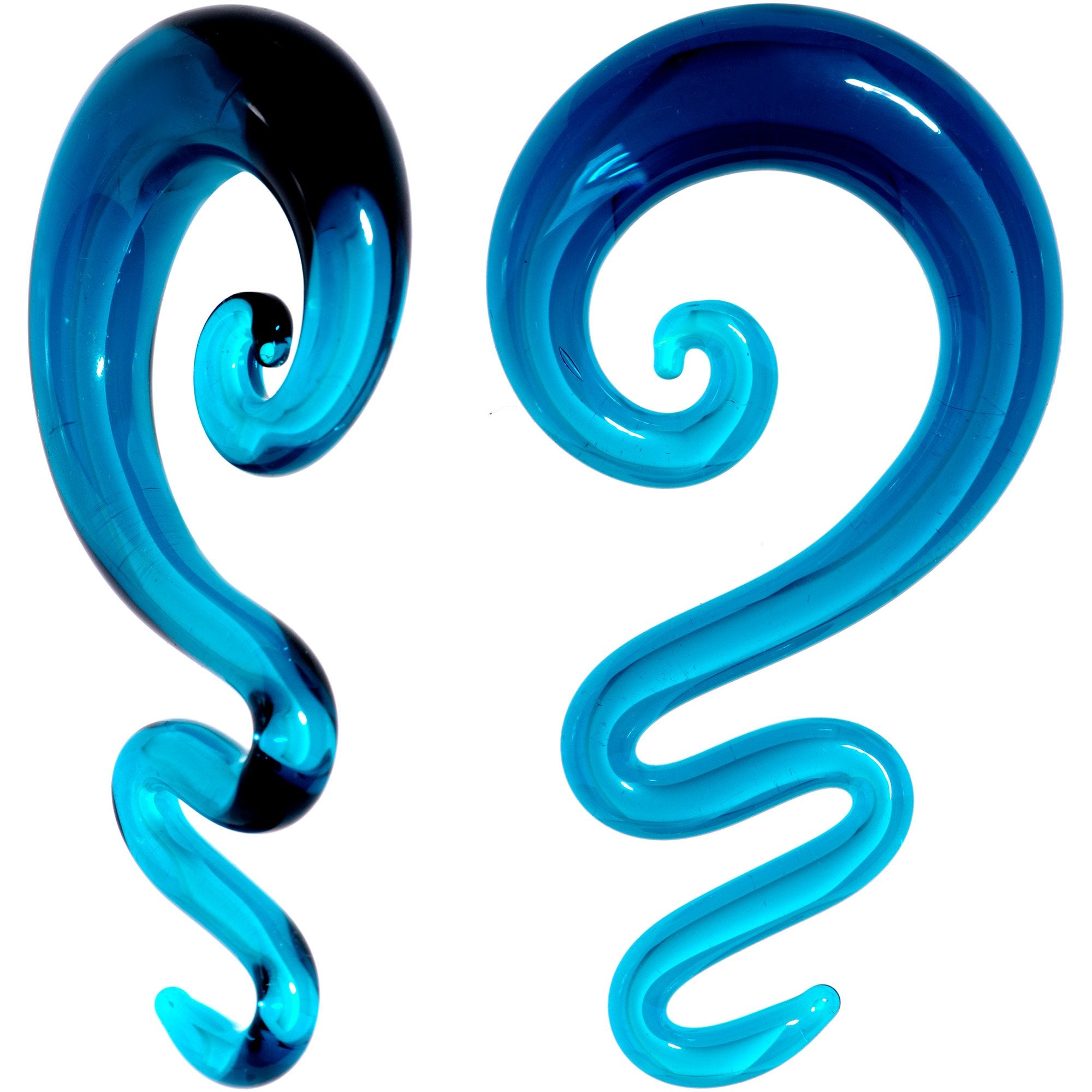 Blue Glass Translucent Zig Zag Spiral Taper Set 6mm to 12mm