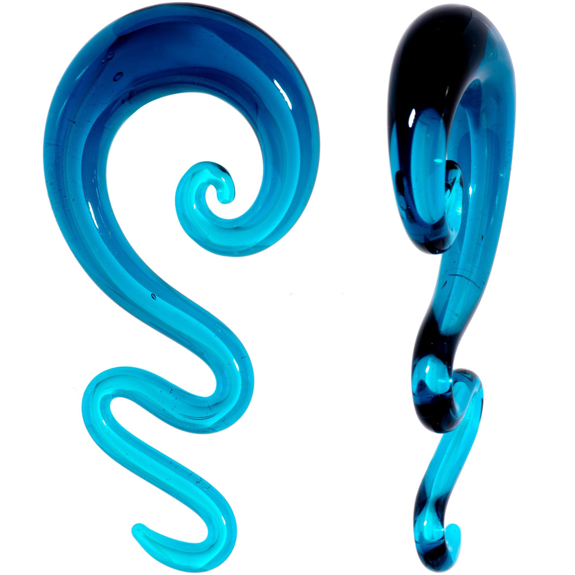 Blue Glass Translucent Zig Zag Spiral Taper Set 6mm to 12mm