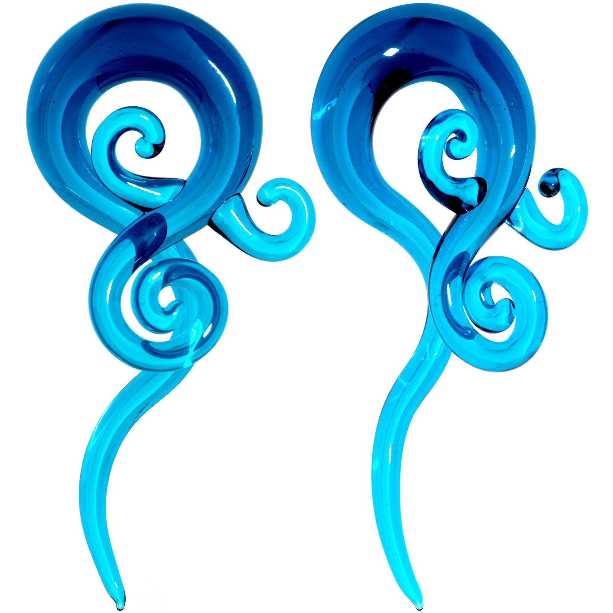 Blue Glass Translucent Swirl Twirl Spiral Taper Set 6mm to 12mm