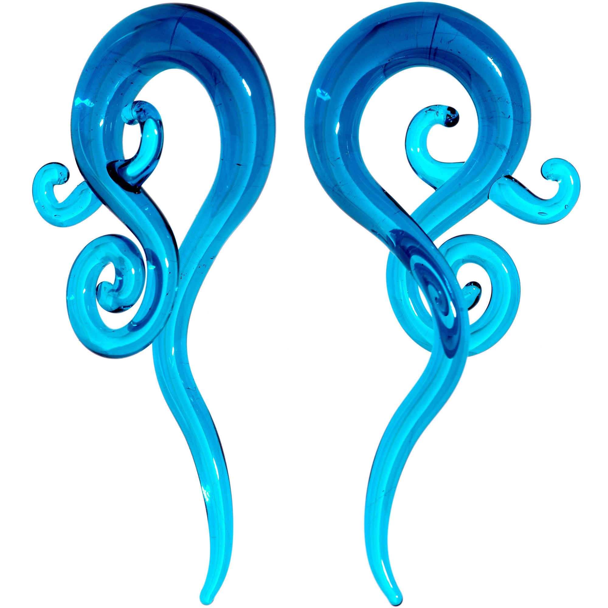 Blue Glass Translucent Swirl Twirl Spiral Taper Set 6mm to 12mm
