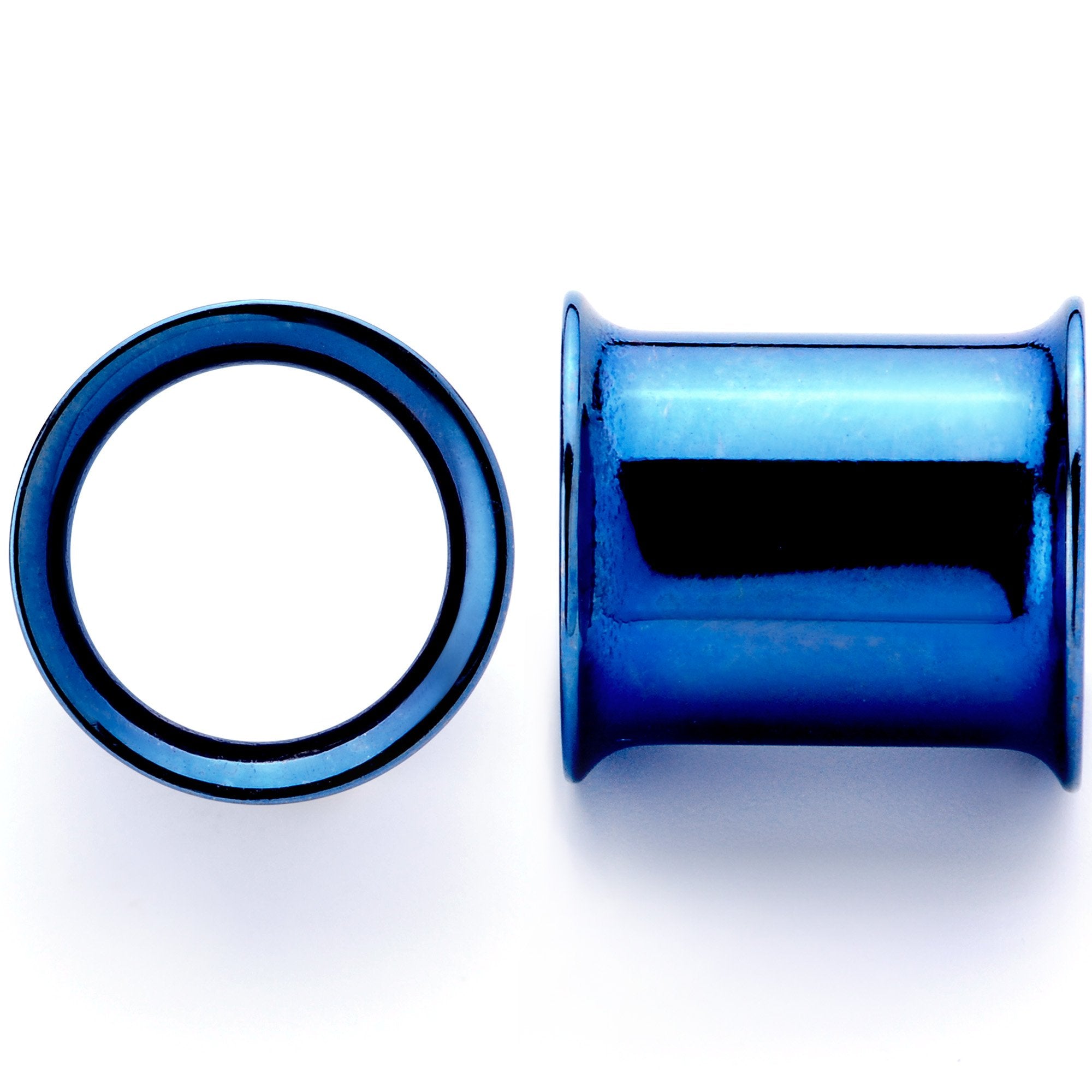 Blue Anodized Steel Double Flare Tunnel Plug Set 4mm to 16mm