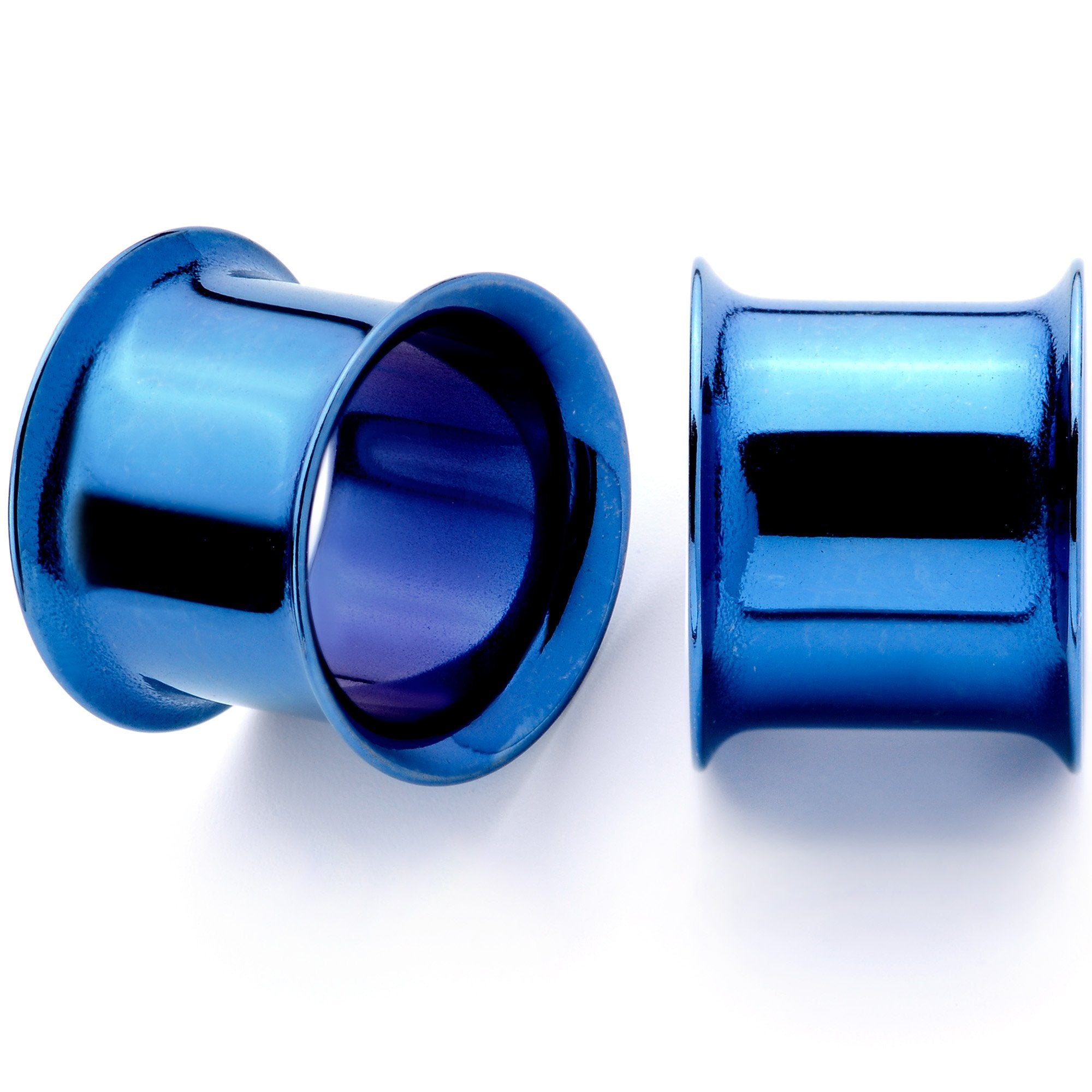 Blue Anodized Steel Double Flare Tunnel Plug Set 4mm to 16mm