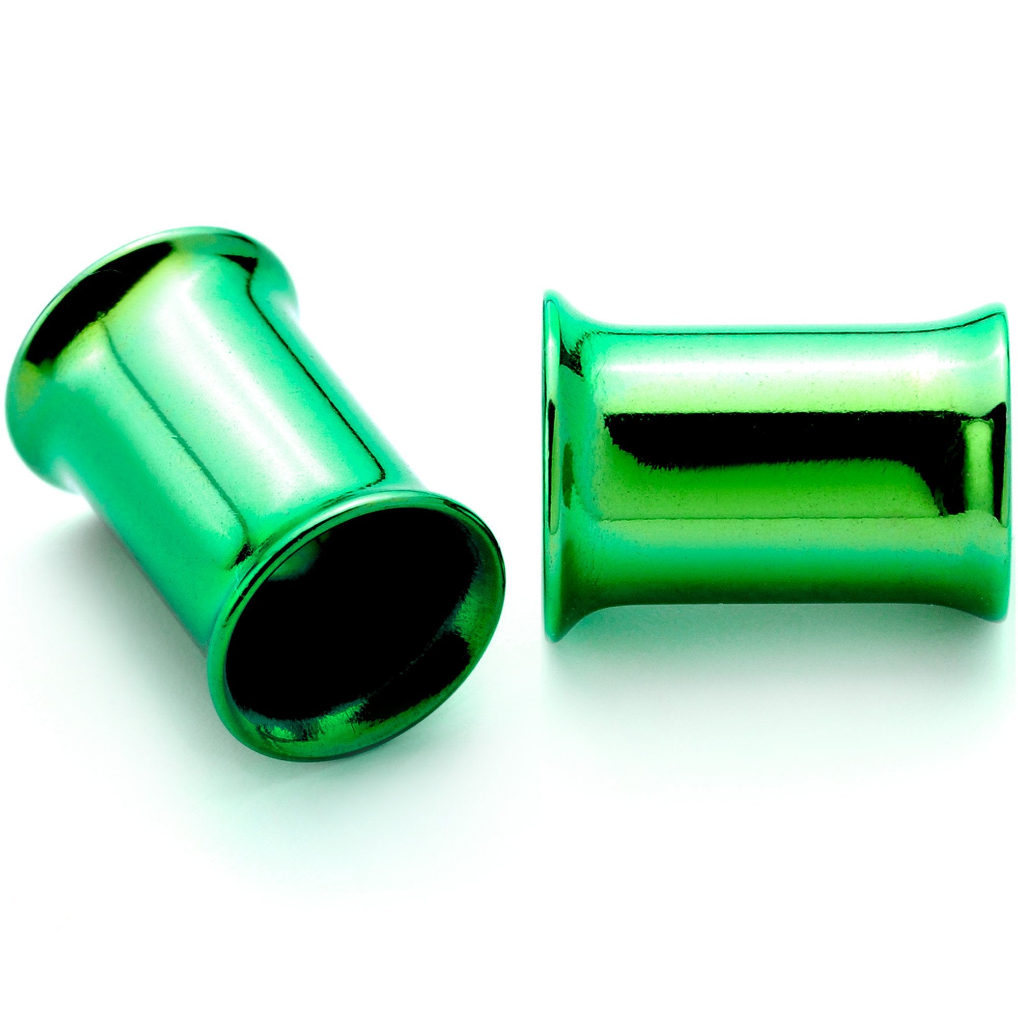 Green Anodized Steel Double Flare Tunnel Plug Set 4mm-16mm