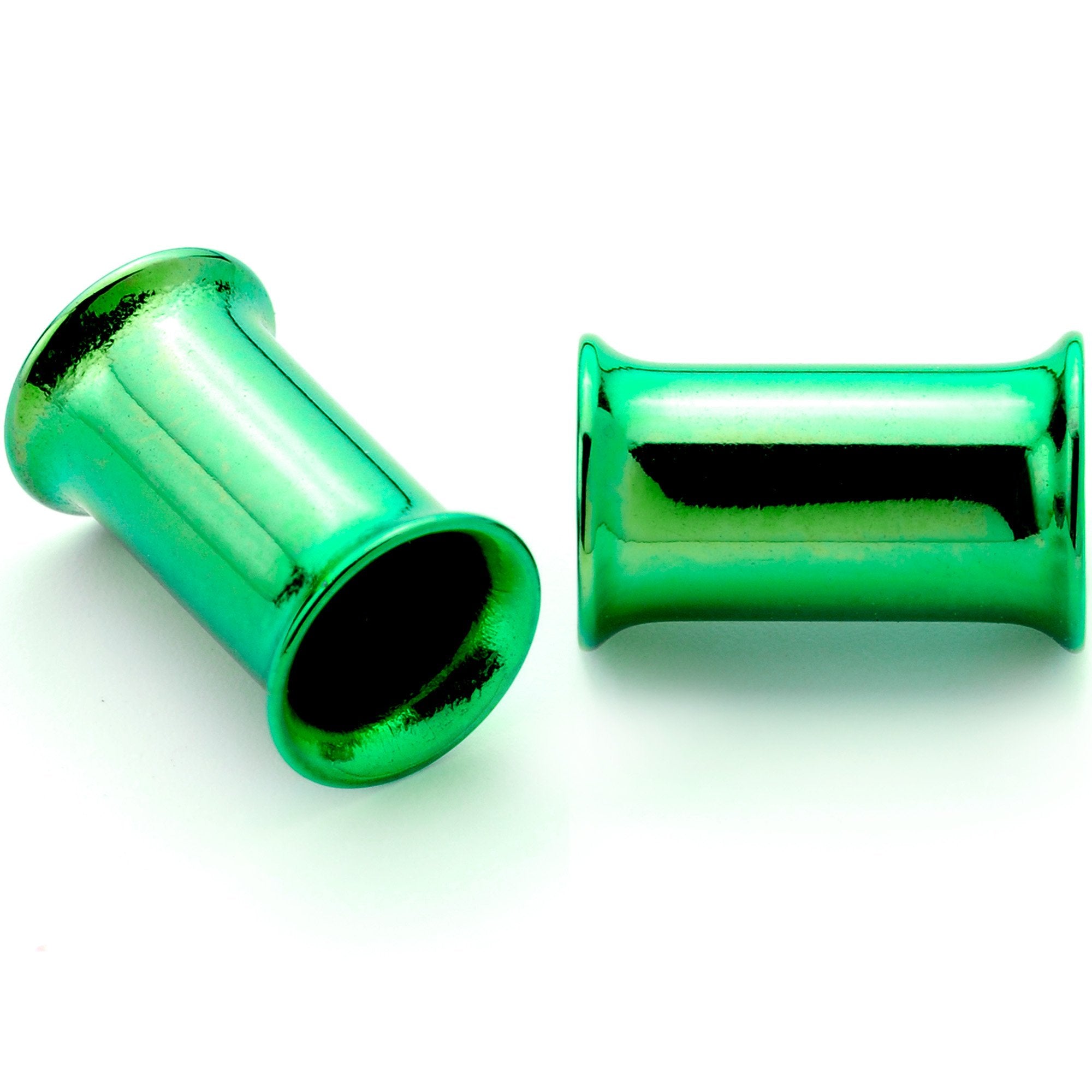 Green Anodized Steel Double Flare Tunnel Plug Set 4mm-16mm