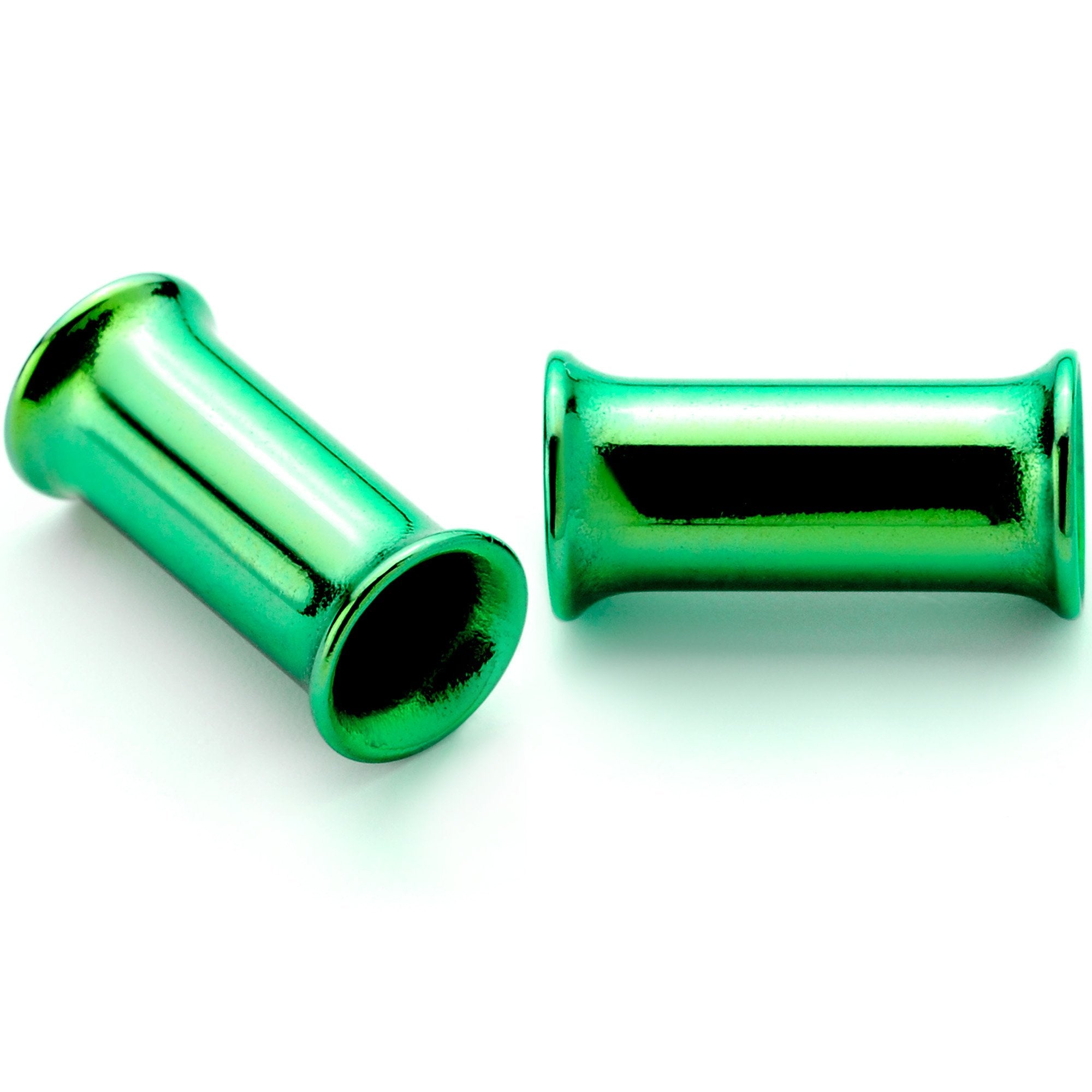 Green Anodized Steel Double Flare Tunnel Plug Set 4mm-16mm