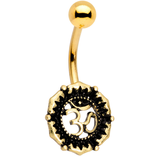 Gold Tone Anodized Spiritual Ohm Symbol Belly Ring