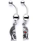Red CZ Gem Android Buddha BFF Dangle Belly Ring Set of 2