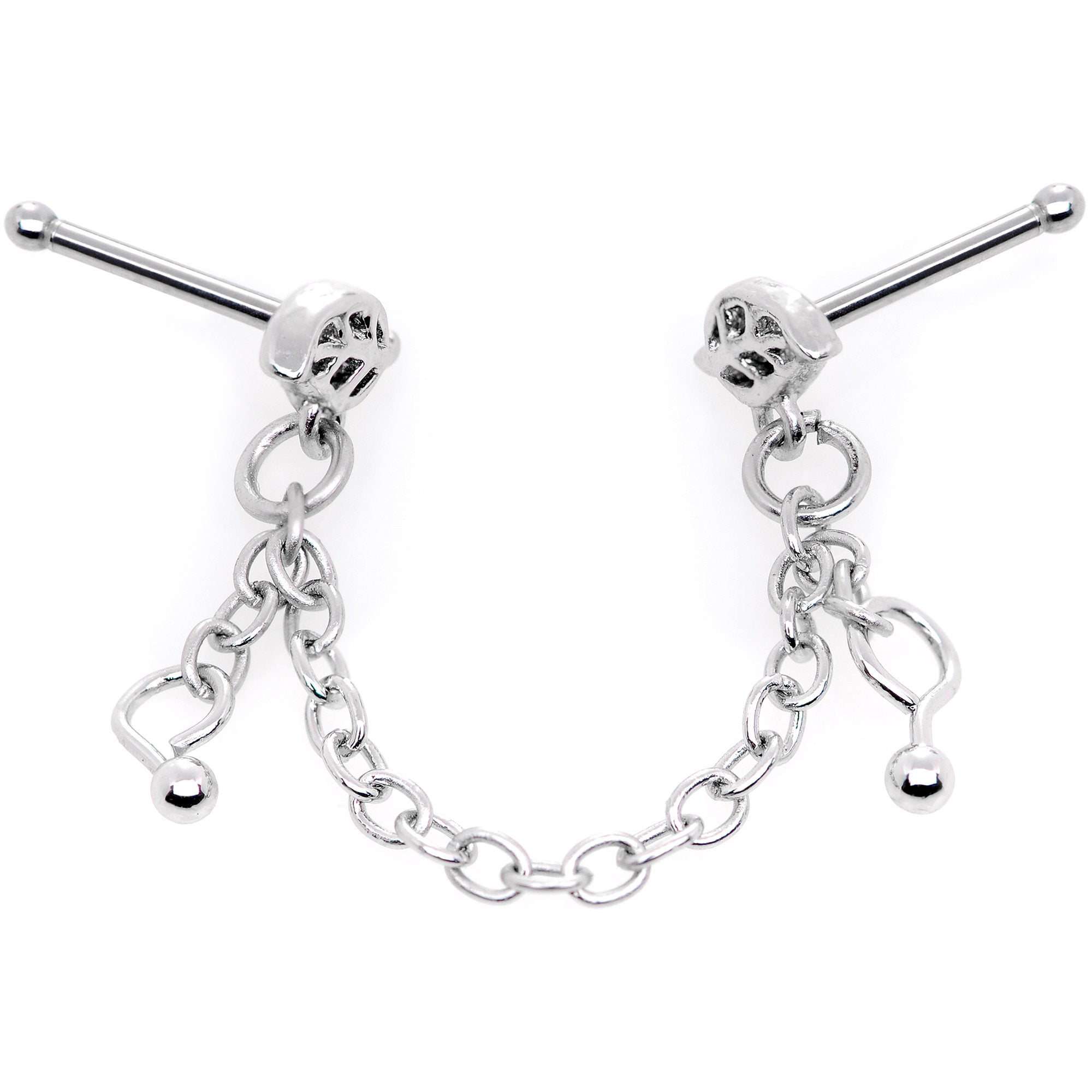 20G 1/4 Autumn Fall Leaves Chain Dangle Double Nose Bone