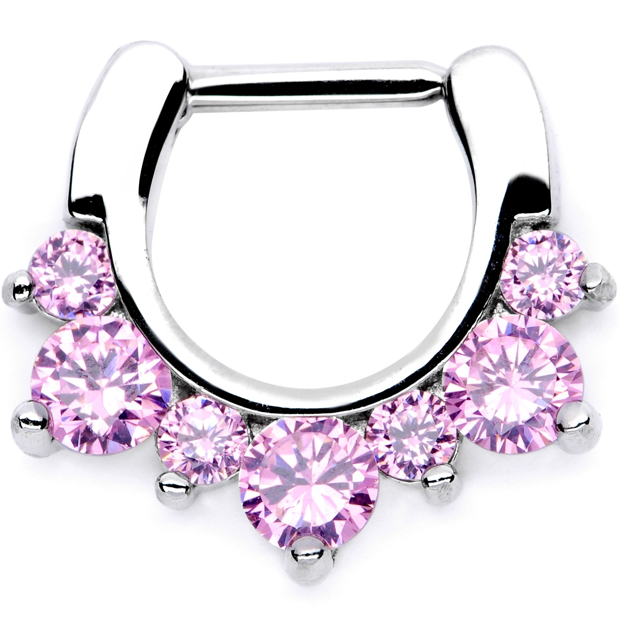 16G 1/4 Pink CZ Gem Serious Seven Septum Clicker
