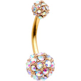 Aurora Gem Cluster Gold Tone Electroplated Belly Ring