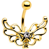 Clear Gem Gold Tone Electroplated Summer Filigree Star Belly Ring