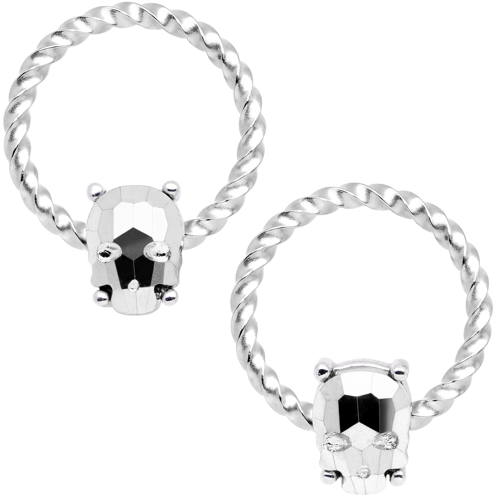 14G Sugar Skull Mask Twisted BCR Captive Nipple Ring Set of 4