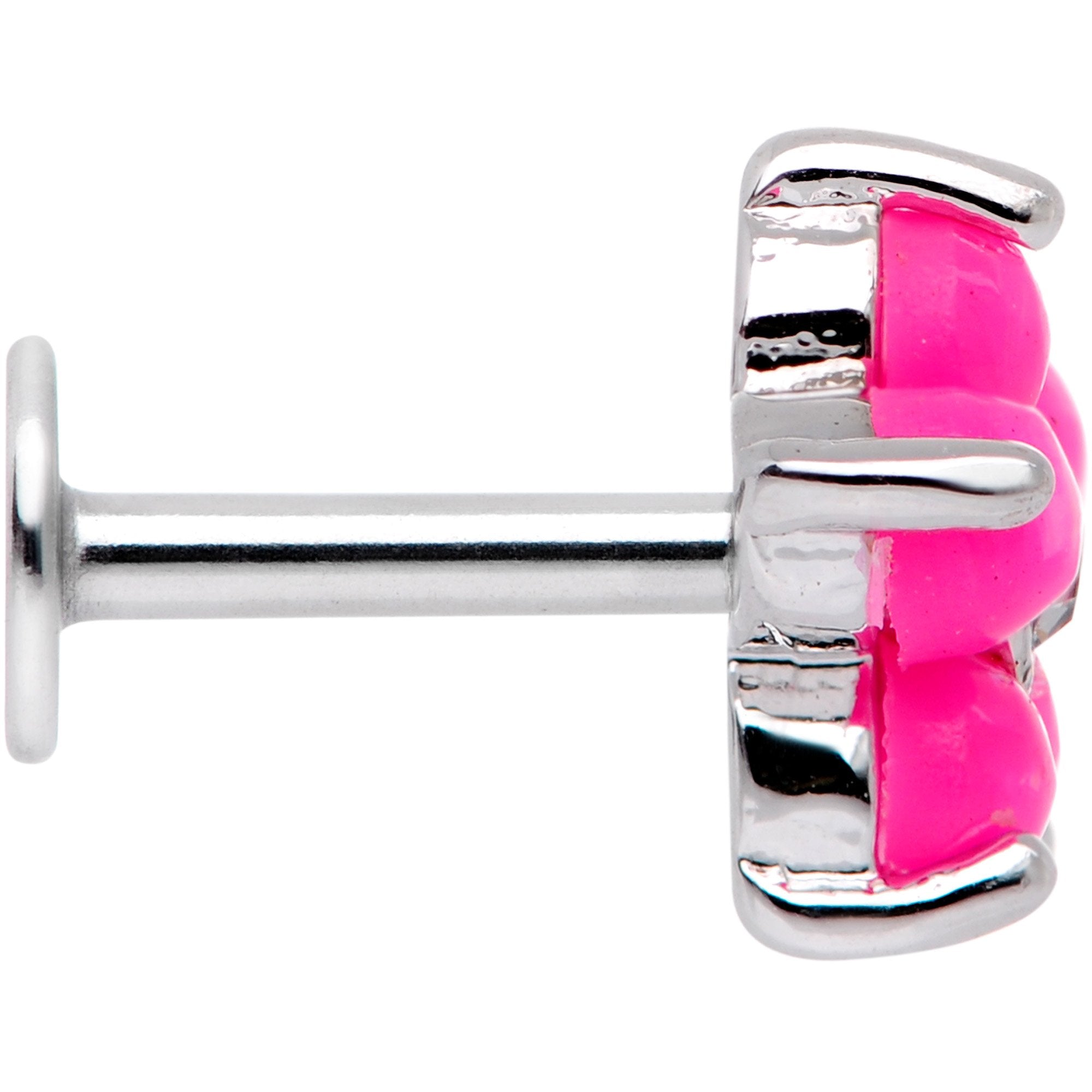 16G 1/4 Pink Faux Opal CZ Flower Cartilage Tragus