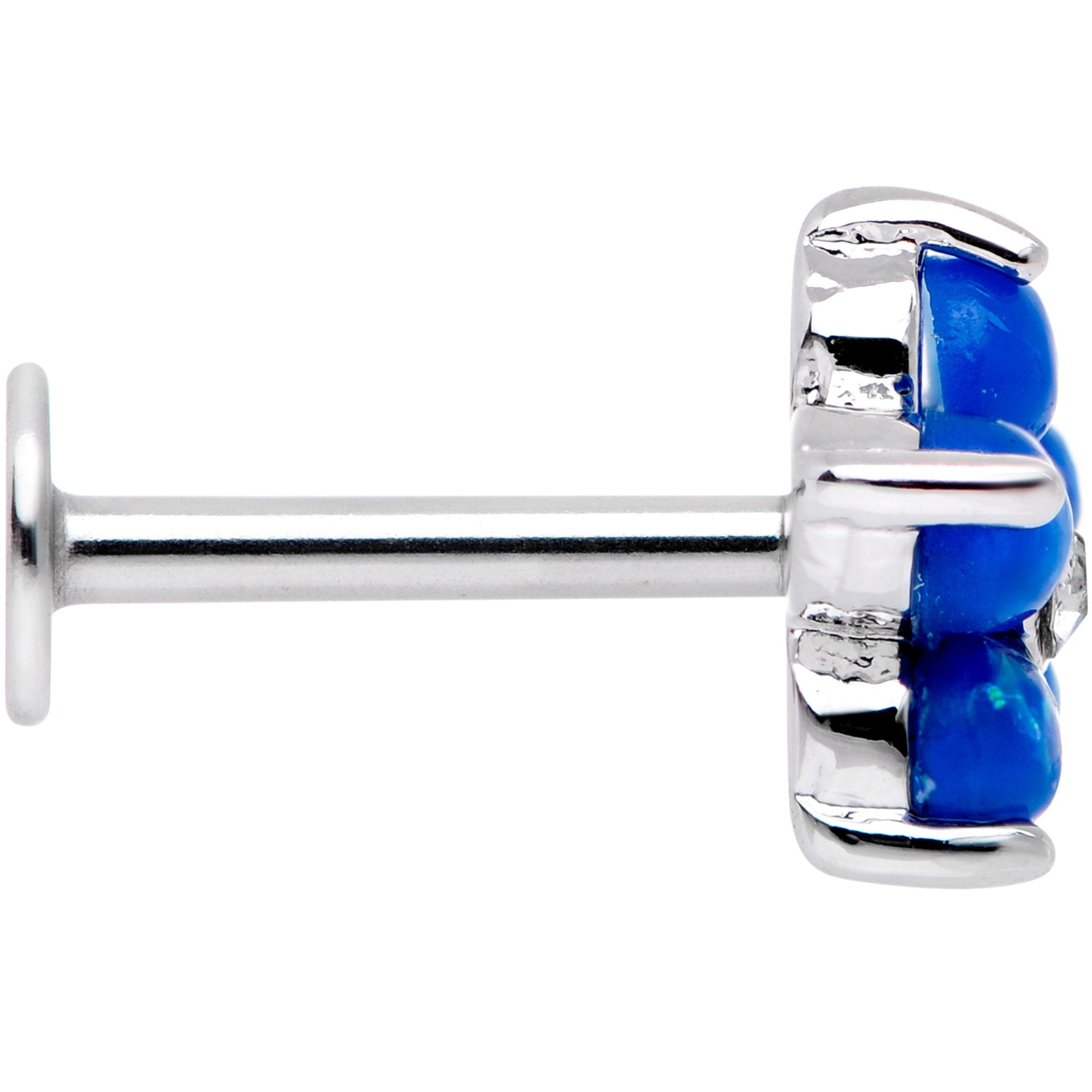 16G 5/16 Blue Faux Opal CZ Flower Cartilage Tragus