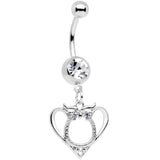 Clear Gem Owl Valentines Day Heart Dangle Belly Ring