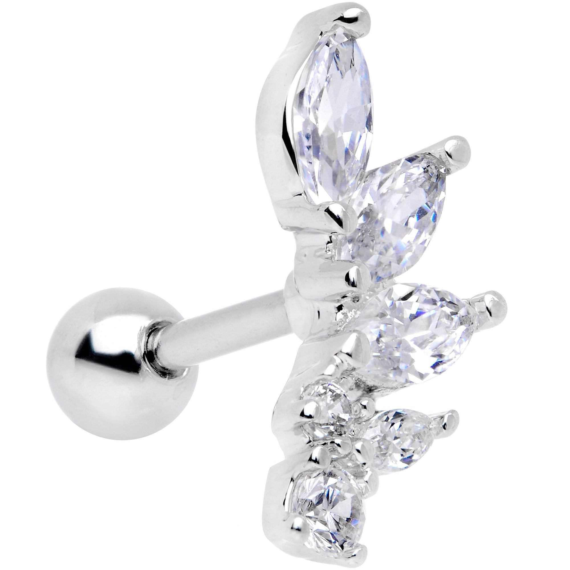 16G 1/4 Clear Gem Dewdrop Cluster Cartilage Tragus Earring