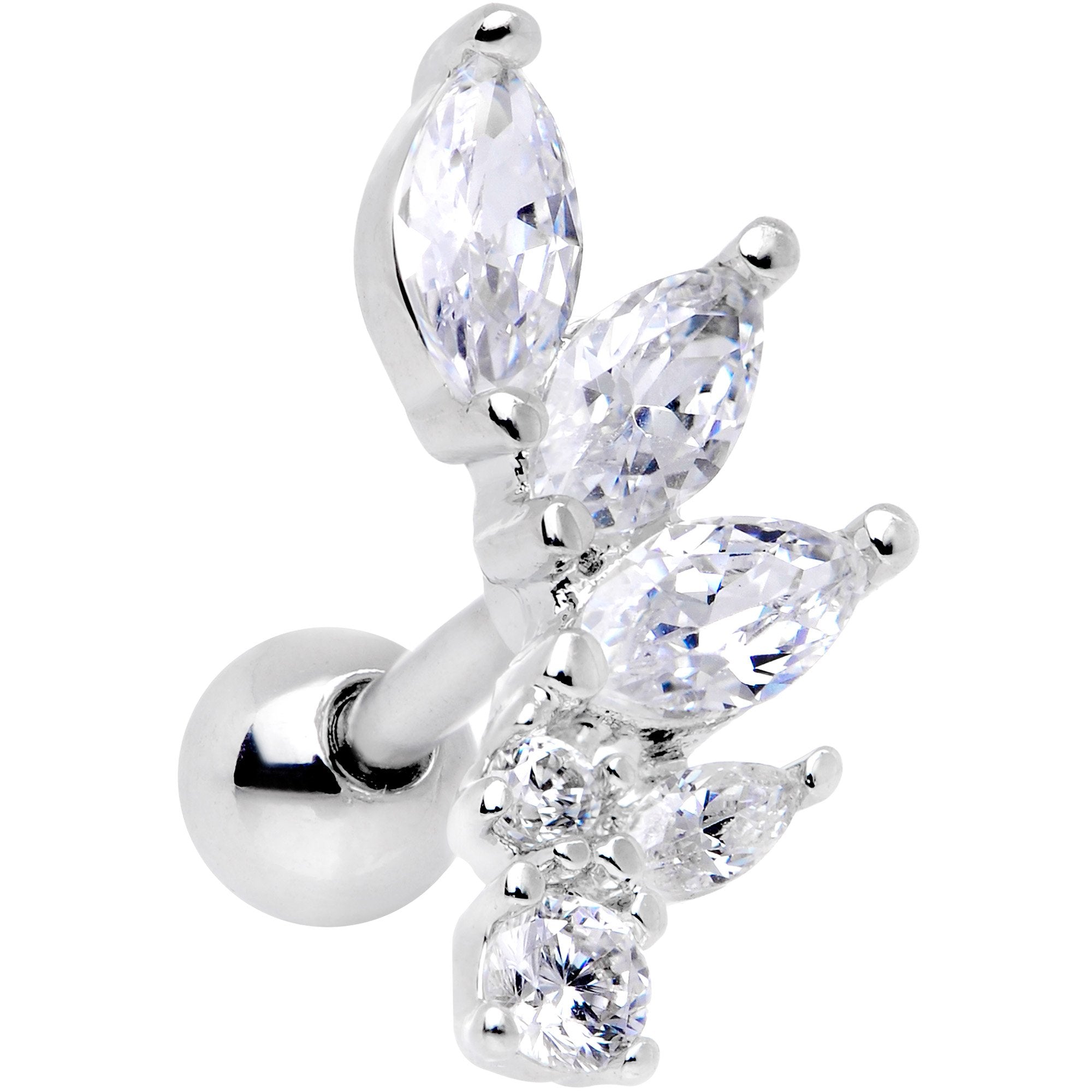 16G 1/4 Clear Gem Dewdrop Cluster Cartilage Tragus Earring