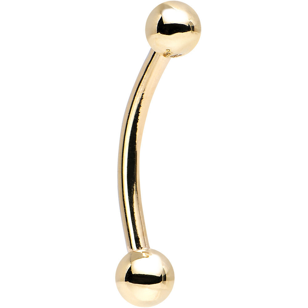 Solid 14KT Yellow GOLD 16ga CURVED BARBELL Ring - 3/8 LENGTH