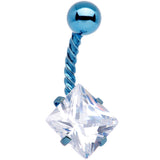 Clear CZ Gem Light Blue Party Princess Seriously Twisted Belly Ring